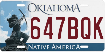 OK license plate 647BQK