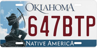 OK license plate 647BTP