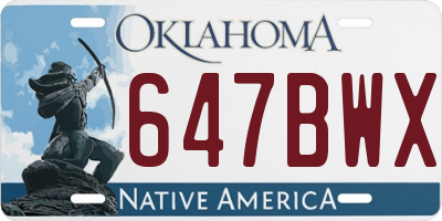 OK license plate 647BWX