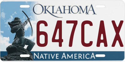 OK license plate 647CAX