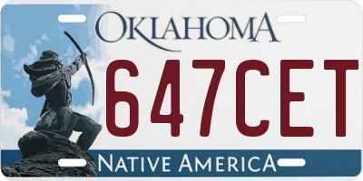 OK license plate 647CET
