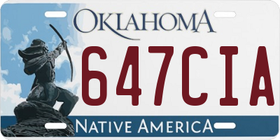 OK license plate 647CIA