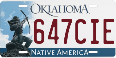OK license plate 647CIE