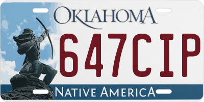 OK license plate 647CIP