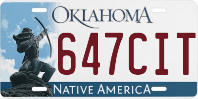 OK license plate 647CIT