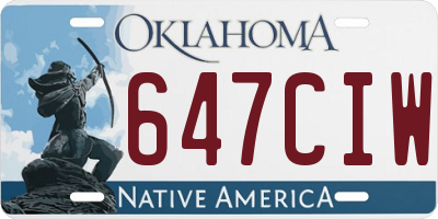 OK license plate 647CIW