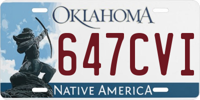 OK license plate 647CVI