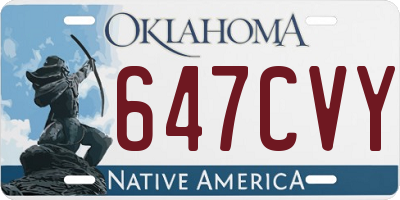 OK license plate 647CVY
