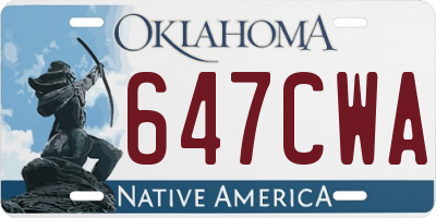 OK license plate 647CWA