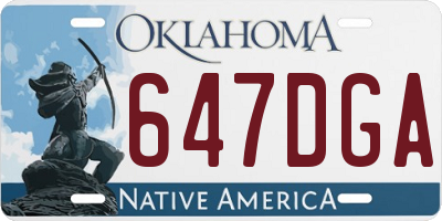 OK license plate 647DGA