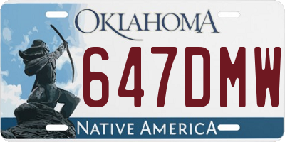OK license plate 647DMW