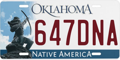 OK license plate 647DNA