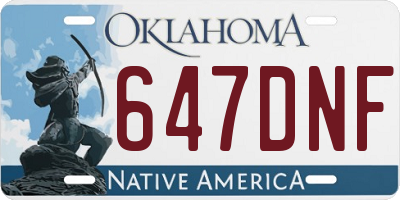 OK license plate 647DNF