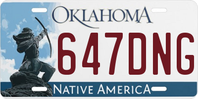 OK license plate 647DNG