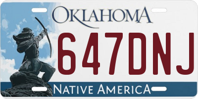 OK license plate 647DNJ