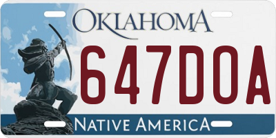 OK license plate 647DOA