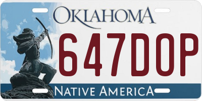 OK license plate 647DOP