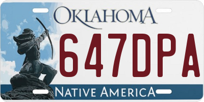OK license plate 647DPA