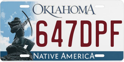 OK license plate 647DPF