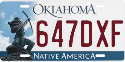 OK license plate 647DXF