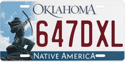 OK license plate 647DXL