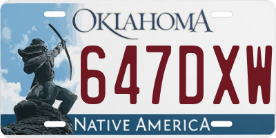 OK license plate 647DXW