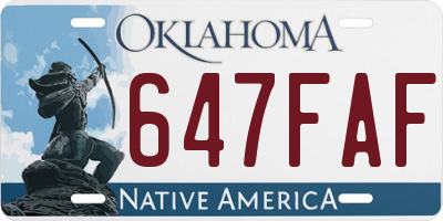 OK license plate 647FAF