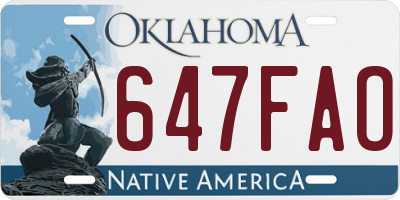 OK license plate 647FAO