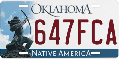 OK license plate 647FCA
