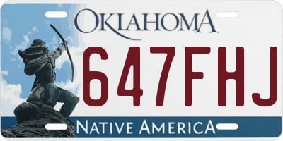 OK license plate 647FHJ