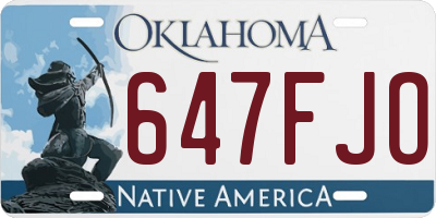 OK license plate 647FJO