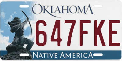 OK license plate 647FKE