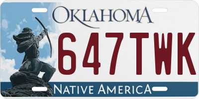 OK license plate 647TWK