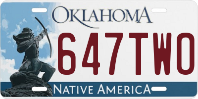 OK license plate 647TWO
