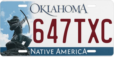 OK license plate 647TXC
