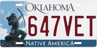 OK license plate 647VET