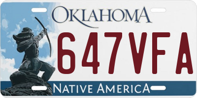 OK license plate 647VFA