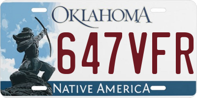 OK license plate 647VFR