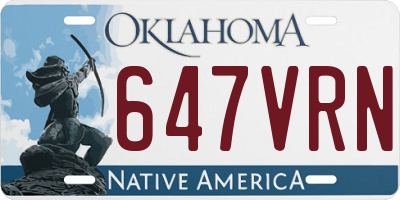 OK license plate 647VRN