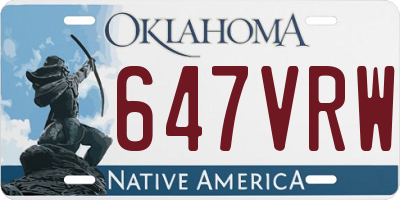 OK license plate 647VRW