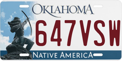 OK license plate 647VSW