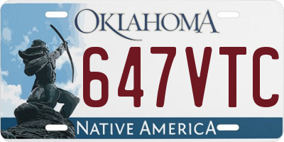 OK license plate 647VTC