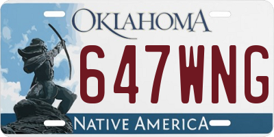 OK license plate 647WNG