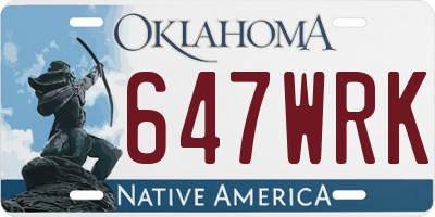 OK license plate 647WRK