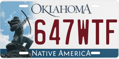 OK license plate 647WTF