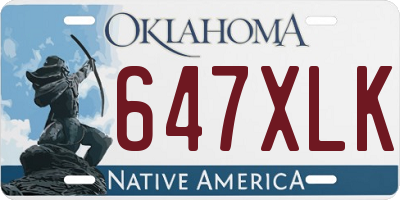 OK license plate 647XLK