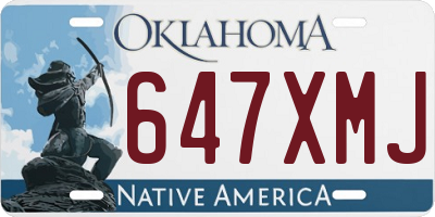 OK license plate 647XMJ