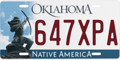 OK license plate 647XPA