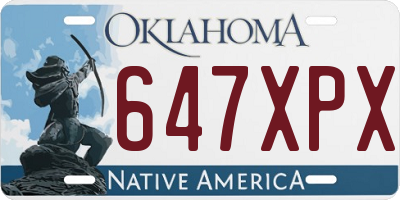 OK license plate 647XPX
