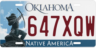 OK license plate 647XQW